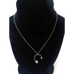 Asfour Crystal Sterling Silver 925 Moon Pendant Pearl Crystal Stone Necklace